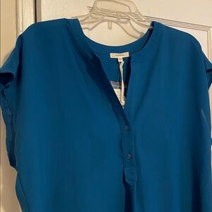 🎀 5/$20 🎀 Pleione NWT teal blue short sleeve lightweight blouse size large